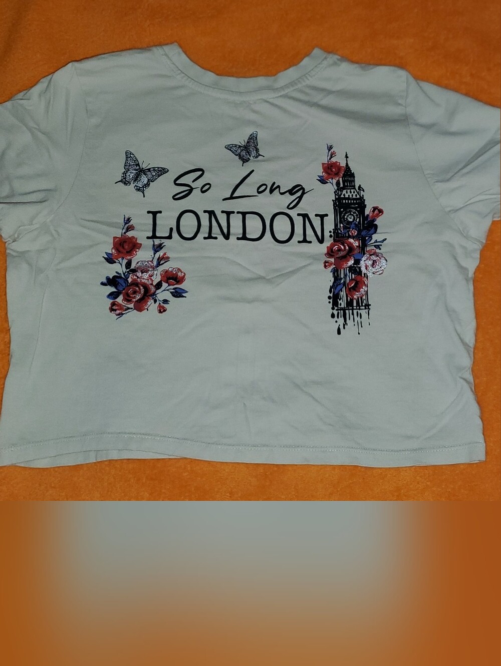 So Long London Graphic Tee — Beige with Floral Print